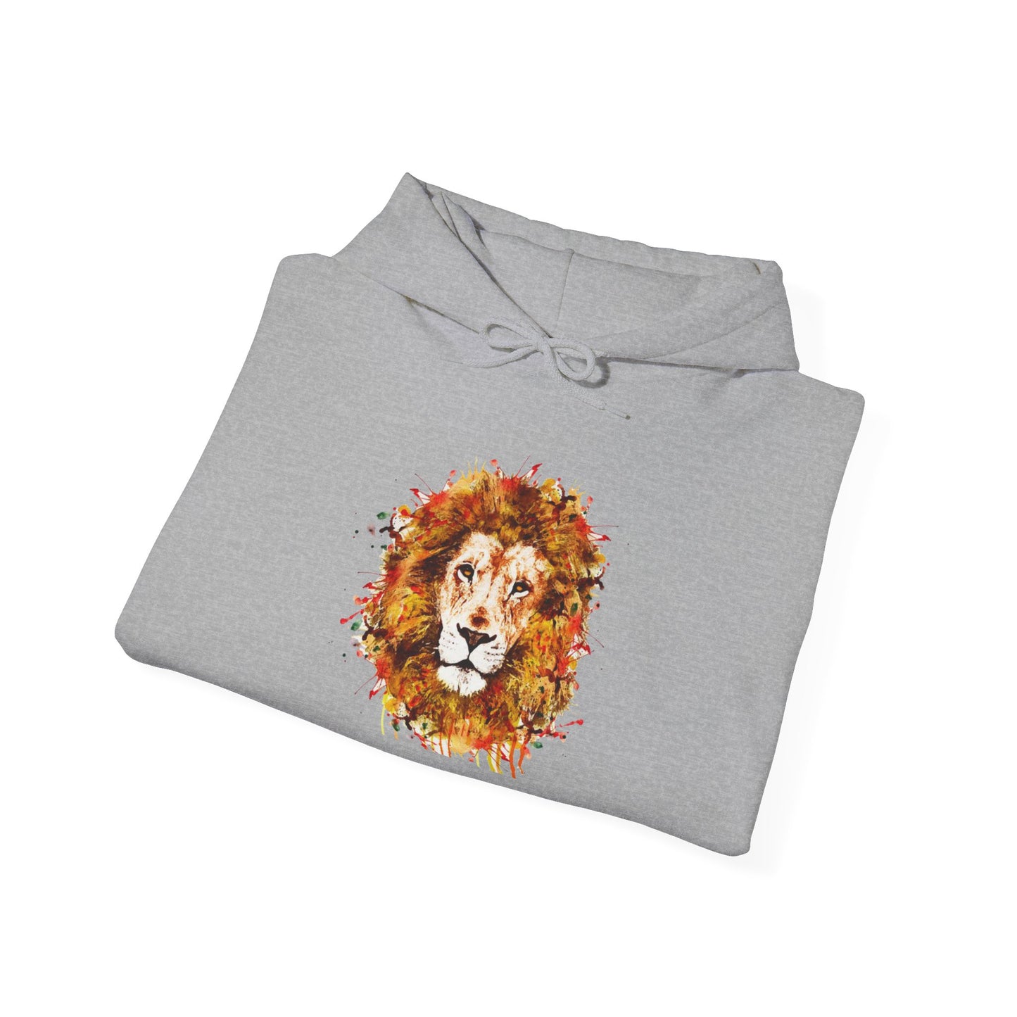Lion Watercolor Hoodie — Vibrant Autumn Mane Graphic Sweatshirt