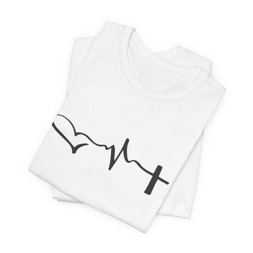 Heartbeat Cross T-Shirt — Faith Heartbeat Graphic Tee