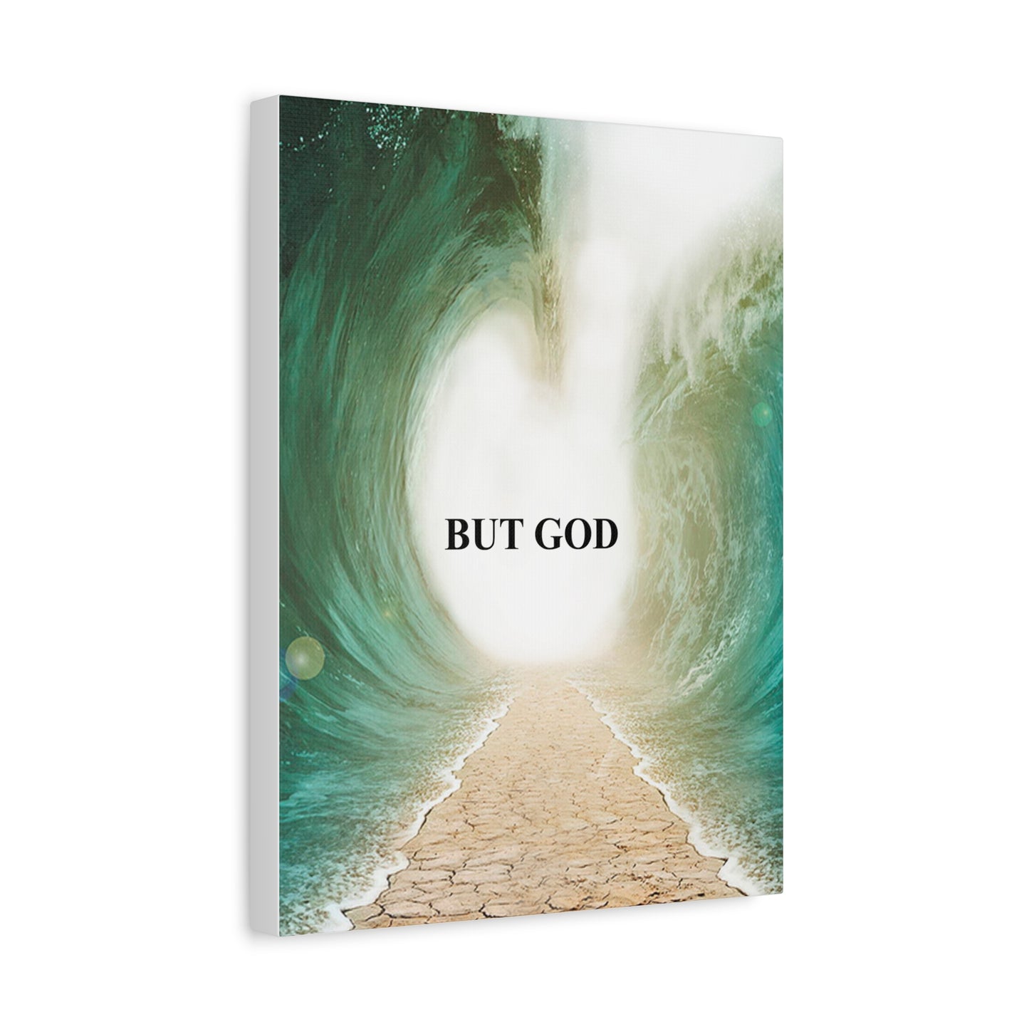 But God Parting Sea Faith Canvas Wall Art — Matte Stretched 1.25"