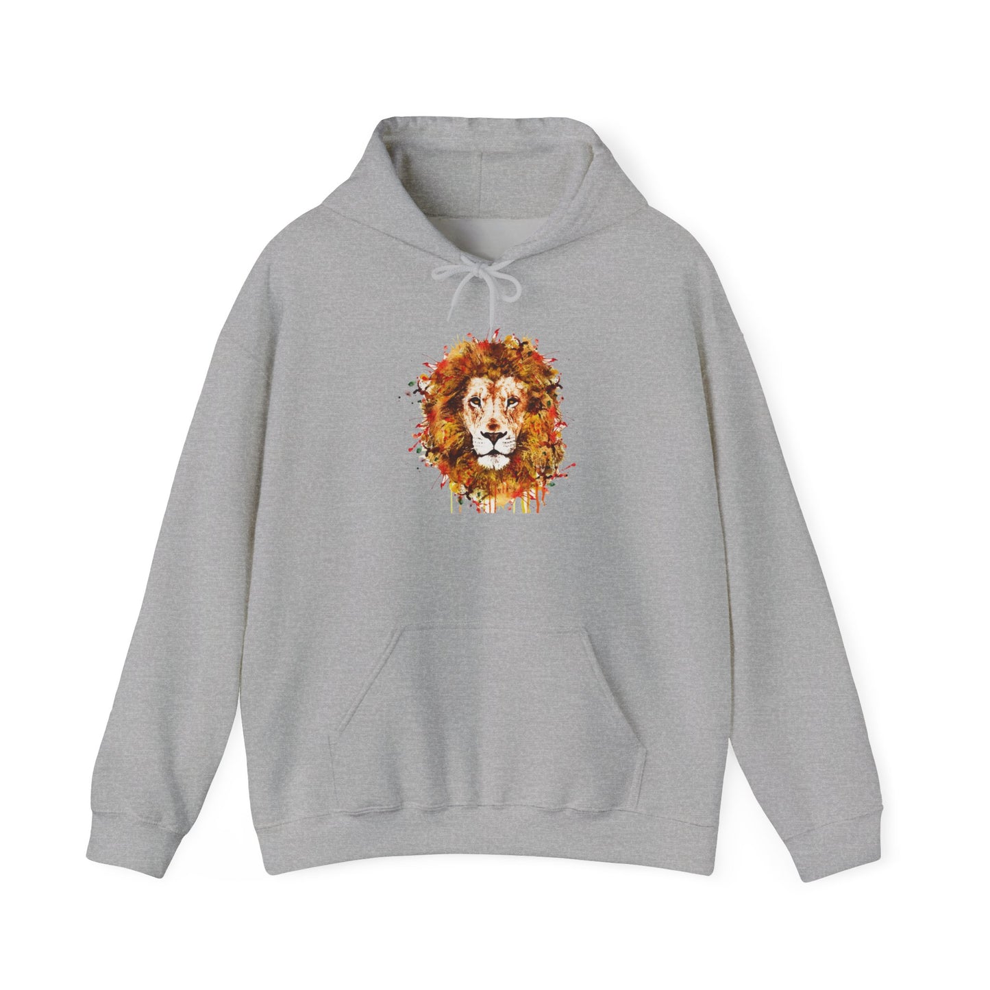 Lion Watercolor Hoodie — Vibrant Autumn Mane Graphic Sweatshirt