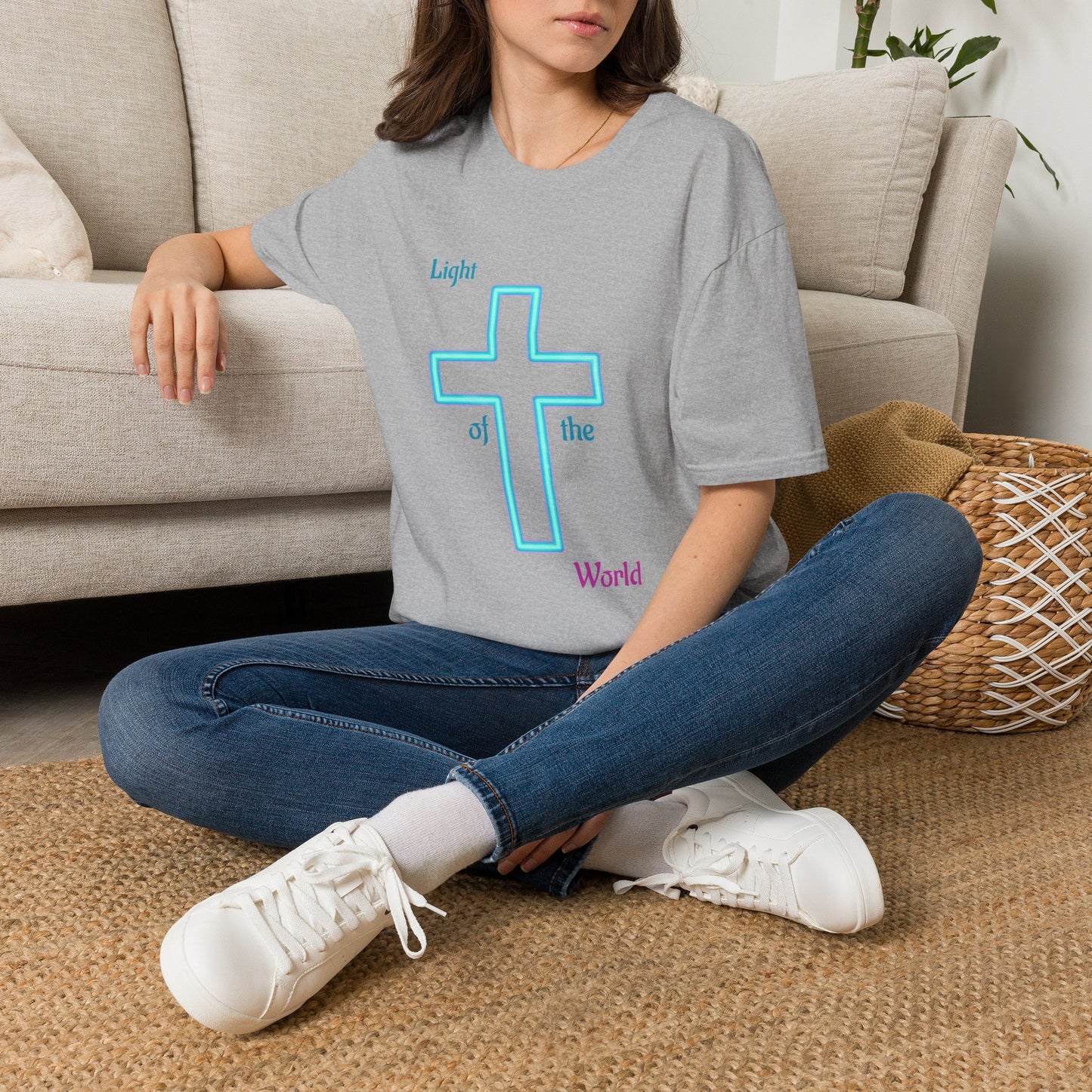 Christian Cross T-Shirt — "Light of the World" Inspirational Faith Tee