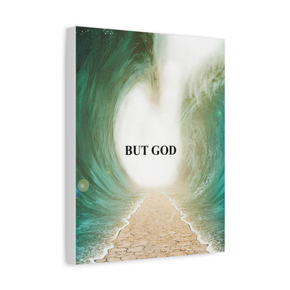 But God Parting Sea Faith Canvas Wall Art — Matte Stretched 1.25"