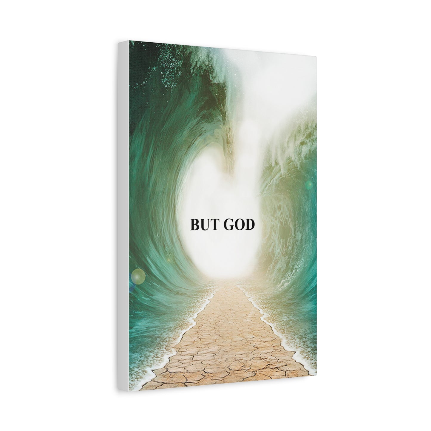 But God Parting Sea Faith Canvas Wall Art — Matte Stretched 1.25"