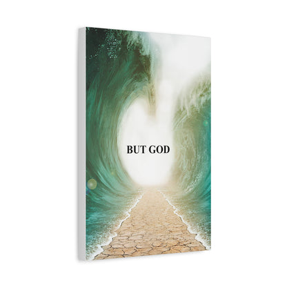 But God Parting Sea Faith Canvas Wall Art — Matte Stretched 1.25"
