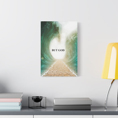 But God Parting Sea Faith Canvas Wall Art — Matte Stretched 1.25"