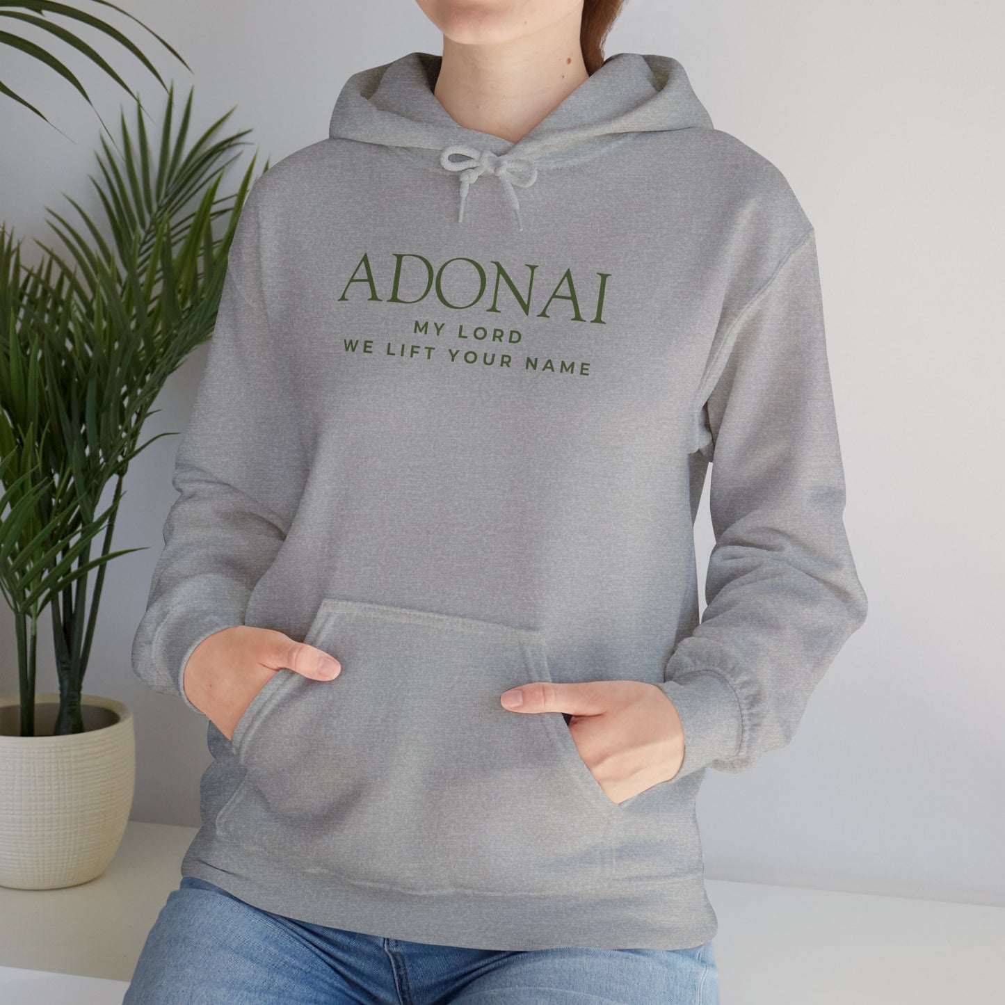 Adonai Hoodie — "Adonai My Lord We Lift Your Name" Christian Faith Pullover