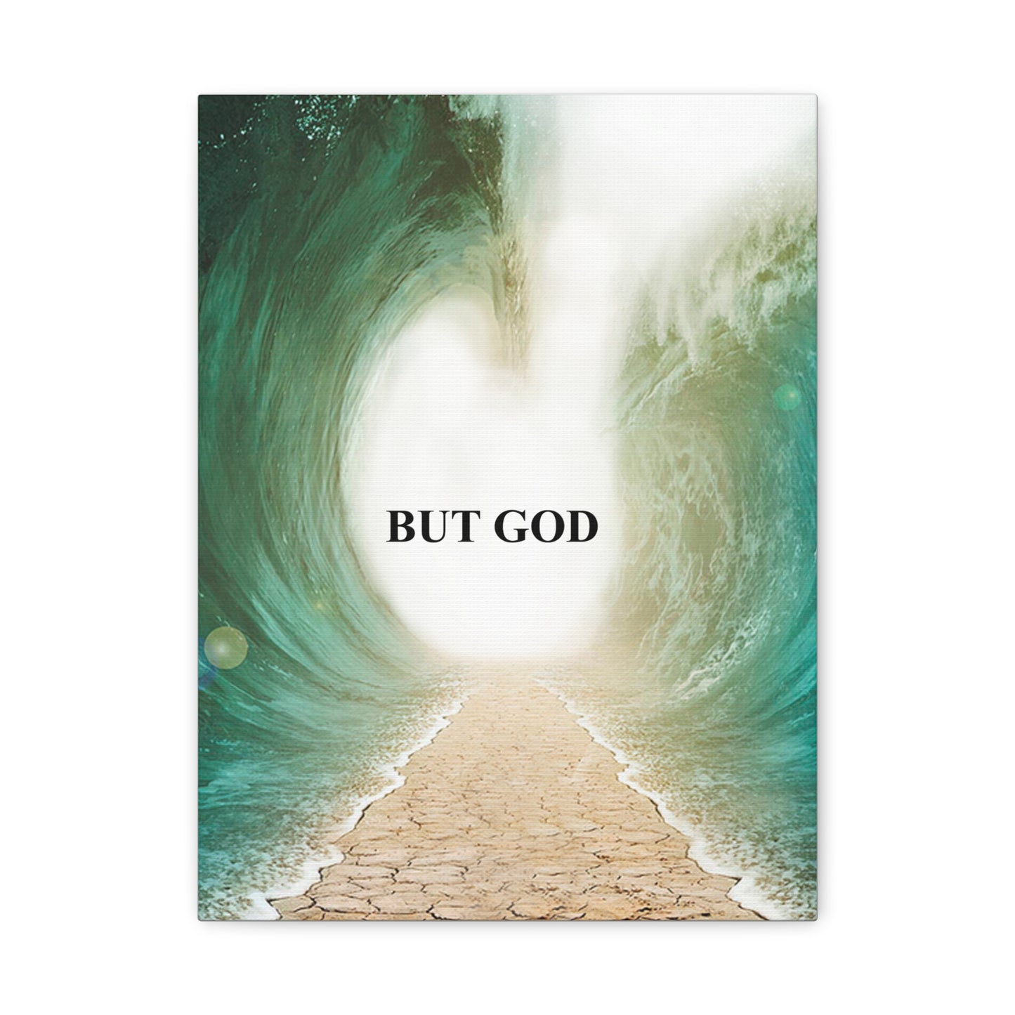 But God Parting Sea Faith Canvas Wall Art — Matte Stretched 1.25"