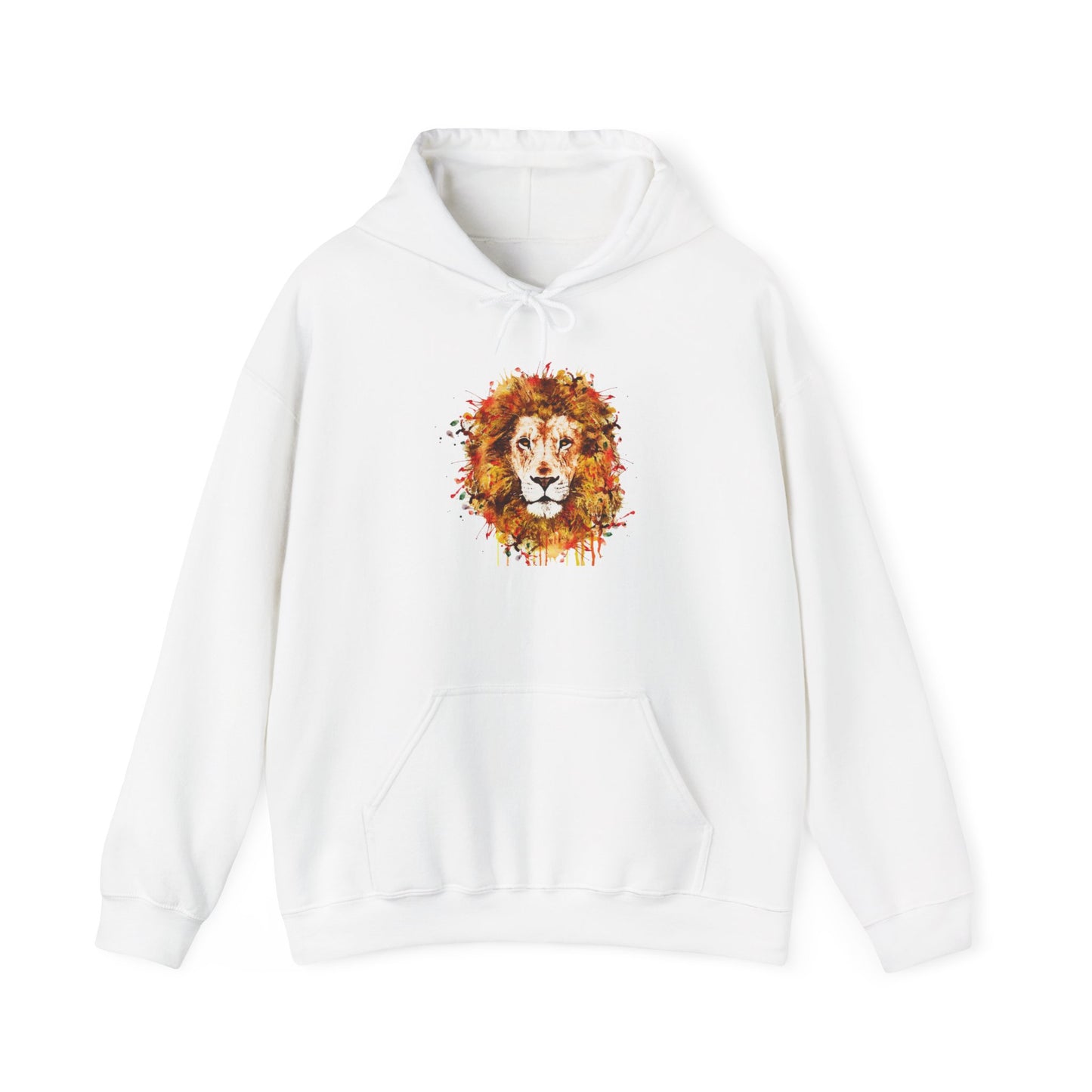 Lion Watercolor Hoodie — Vibrant Autumn Mane Graphic Sweatshirt