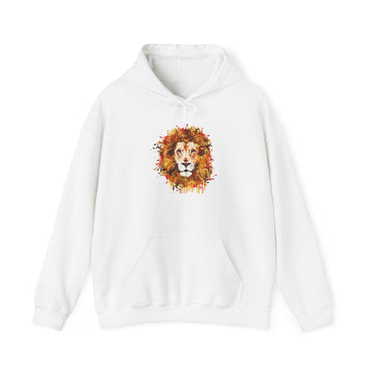 Lion Watercolor Hoodie — Vibrant Autumn Mane Graphic Sweatshirt
