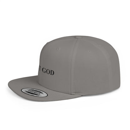But God Flat Bill Snapback Hat — Minimal Faith Embroidered Cap