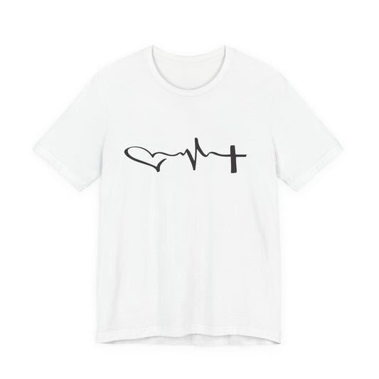 Heartbeat Cross T-Shirt — Faith Heartbeat Graphic Tee