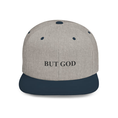 But God Flat Bill Snapback Hat — Minimal Faith Embroidered Cap
