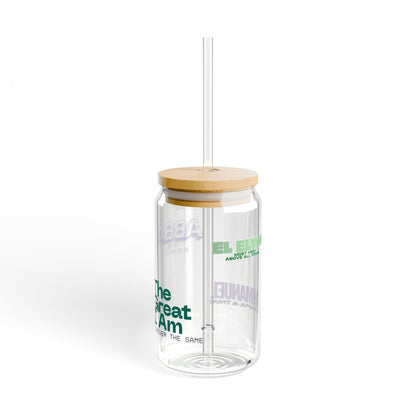 Personalized 16oz Sipper Glass Jar with Bamboo Lid & Straw — Custom Name Drink Tumbler
