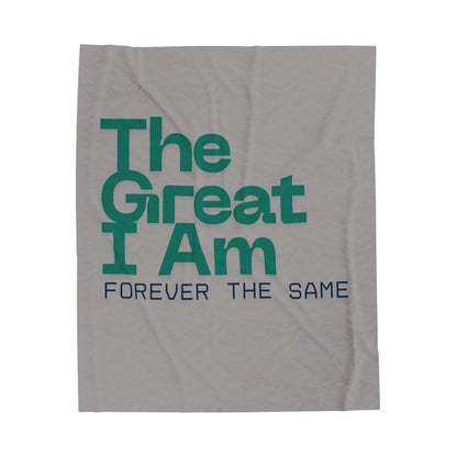 Velveteen Plush Blanket — 'The Great I Am, Forever The Same' Inspirational Throw