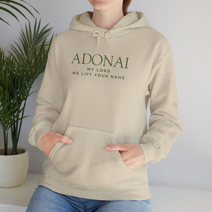 Adonai Hoodie — "Adonai My Lord We Lift Your Name" Christian Faith Pullover
