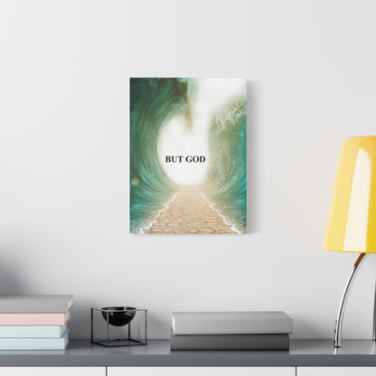 But God Parting Sea Faith Canvas Wall Art — Matte Stretched 1.25"