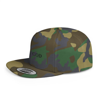But God Flat Bill Snapback Hat — Minimal Faith Embroidered Cap