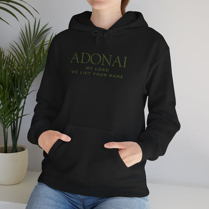 Adonai Hoodie — "Adonai My Lord We Lift Your Name" Christian Faith Pullover