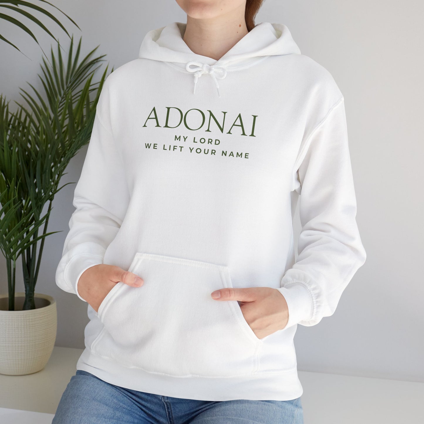 Adonai Hoodie — "Adonai My Lord We Lift Your Name" Christian Faith Pullover
