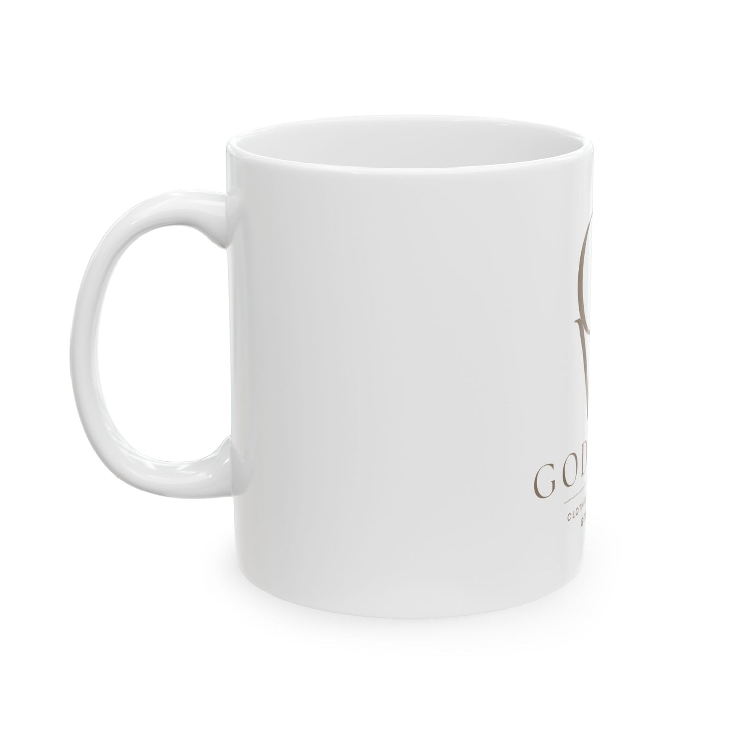 God Wear Logo Ceramic Mug — Faith-Inspired Coffee Cup (11oz & 15oz)