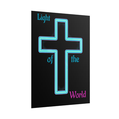 Neon Cross Poster — "Light of the World" Rolled Wall Art