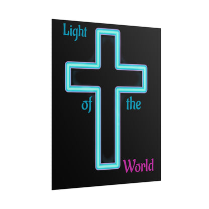 Neon Cross Poster — "Light of the World" Rolled Wall Art