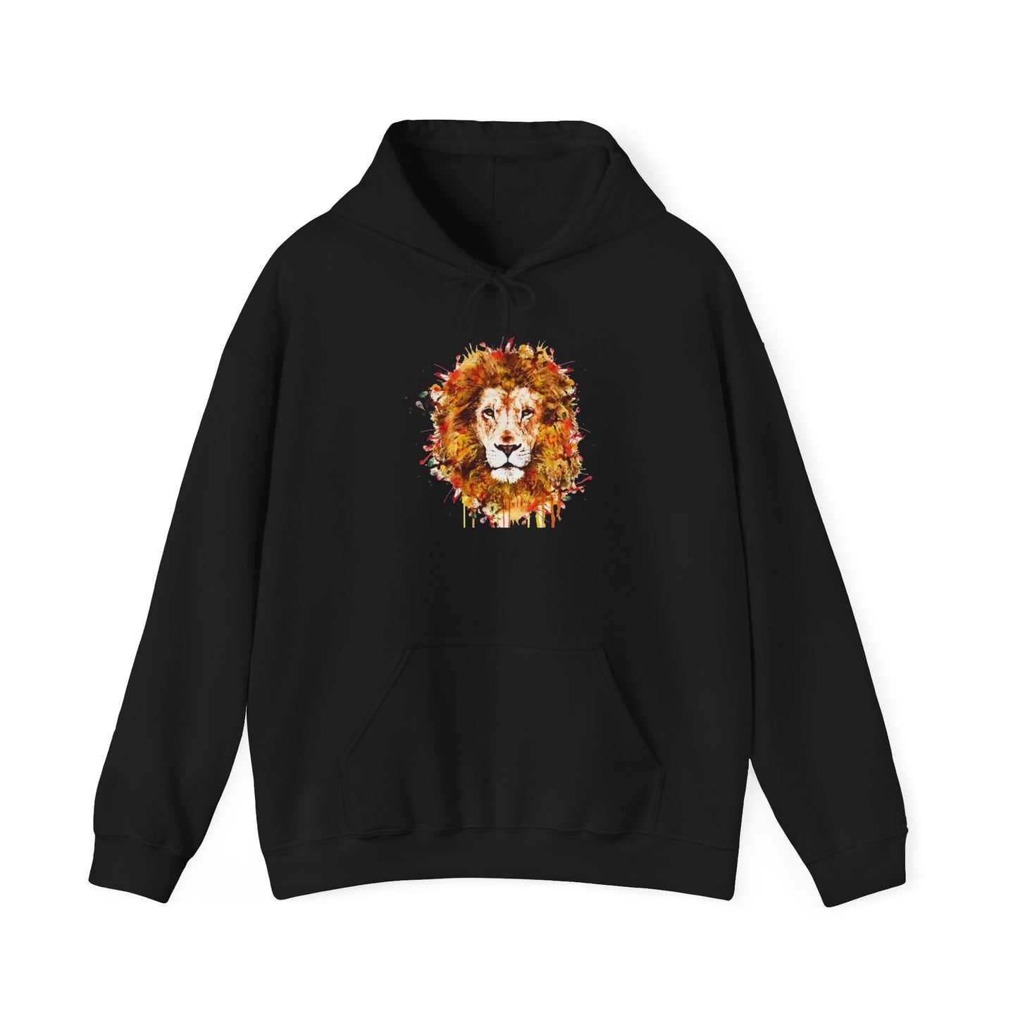 Lion Watercolor Hoodie — Vibrant Autumn Mane Graphic Sweatshirt