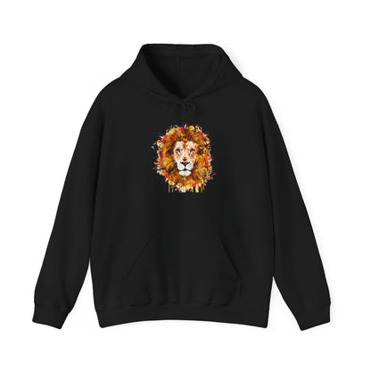 Lion Watercolor Hoodie — Vibrant Autumn Mane Graphic Sweatshirt
