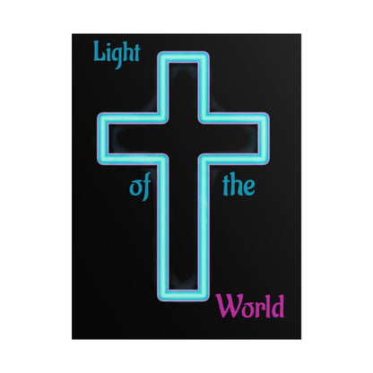 Neon Cross Poster — "Light of the World" Rolled Wall Art