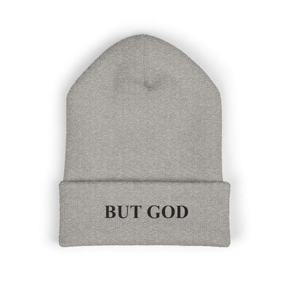 BUT GOD Embroidered Cuffed Beanie — Minimal Faith Knit Hat