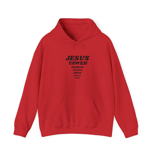 Jesus Names of God Hoodie — JESUS YAW EH Elohim Faith Pullover