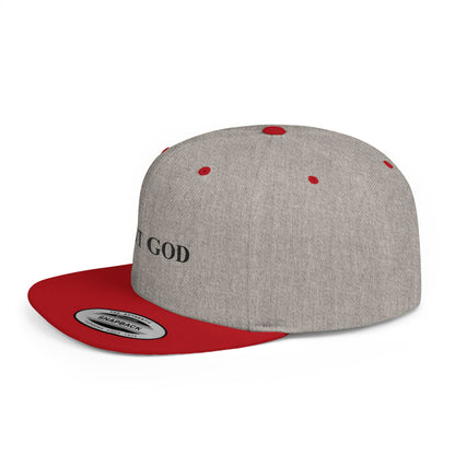 But God Flat Bill Snapback Hat — Minimal Faith Embroidered Cap