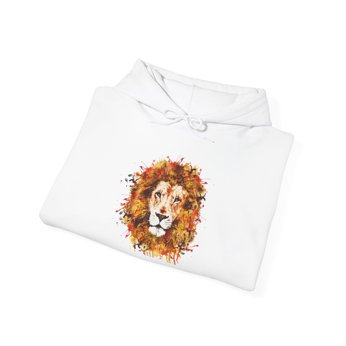 Lion Watercolor Hoodie — Vibrant Autumn Mane Graphic Sweatshirt