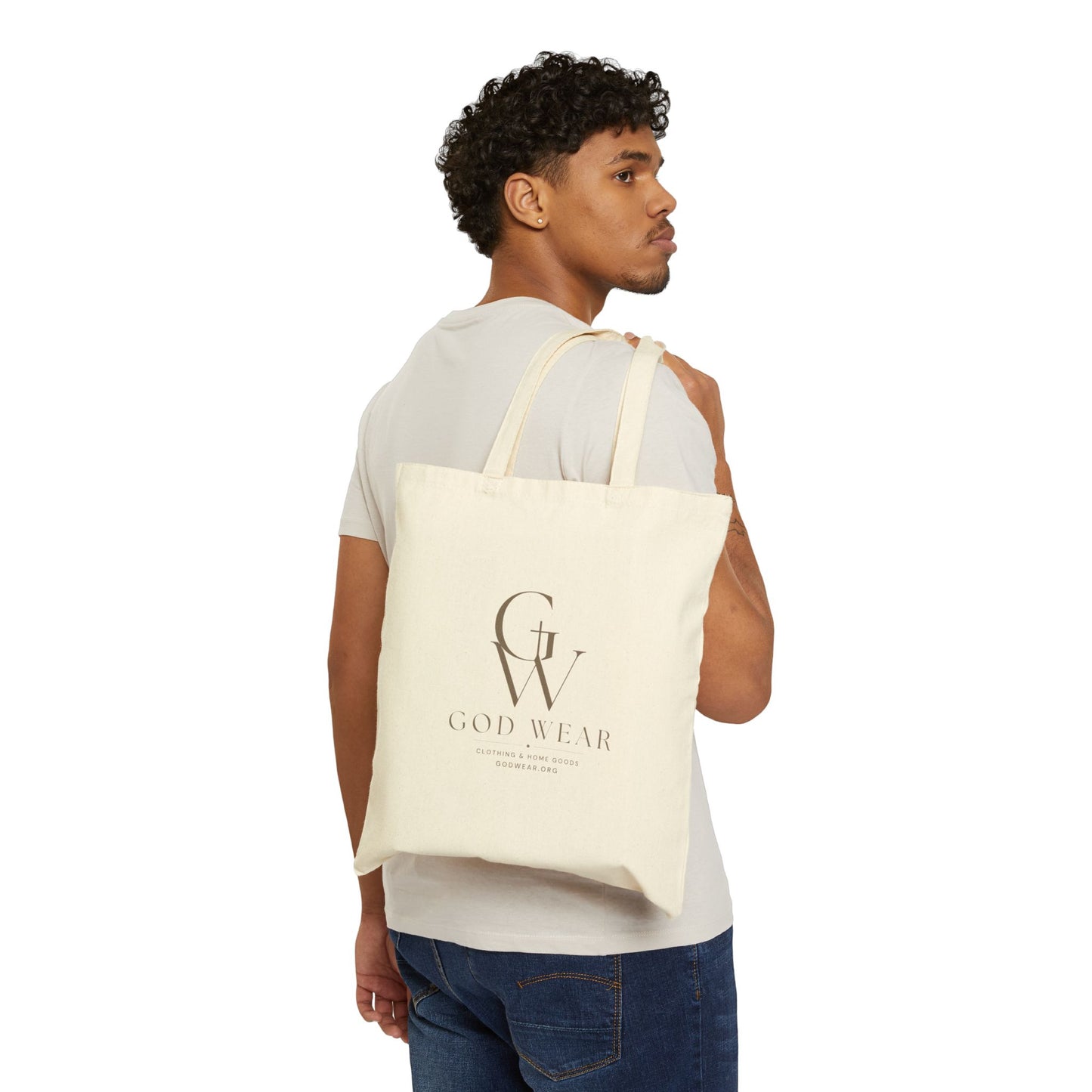 Inspirational Canvas Tote Bag — "With God All Things Are Possible" Scripture Tote