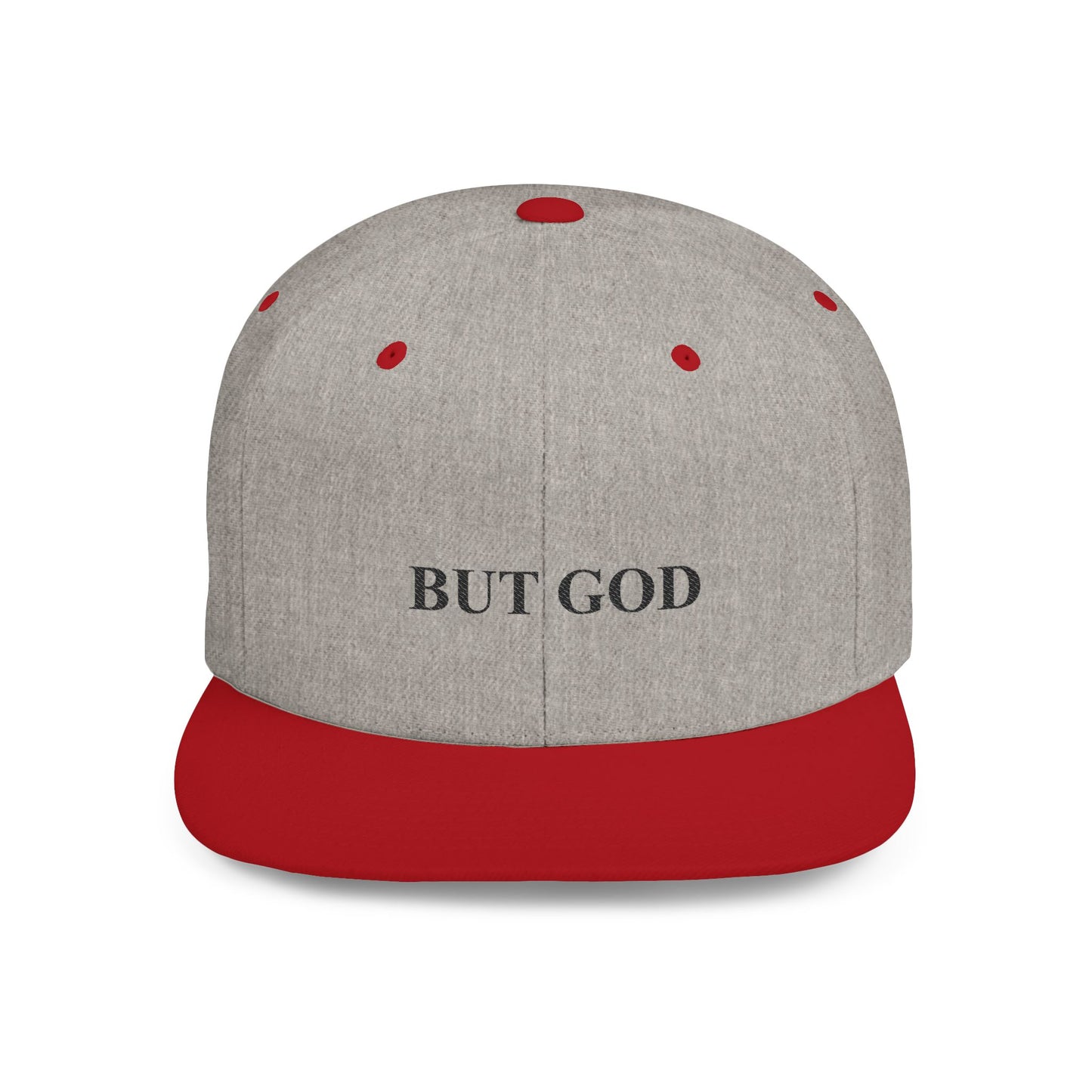 But God Flat Bill Snapback Hat — Minimal Faith Embroidered Cap