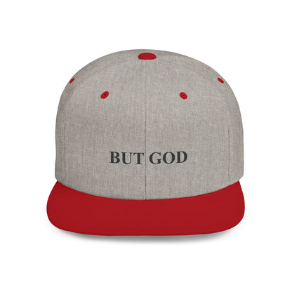 But God Flat Bill Snapback Hat — Minimal Faith Embroidered Cap