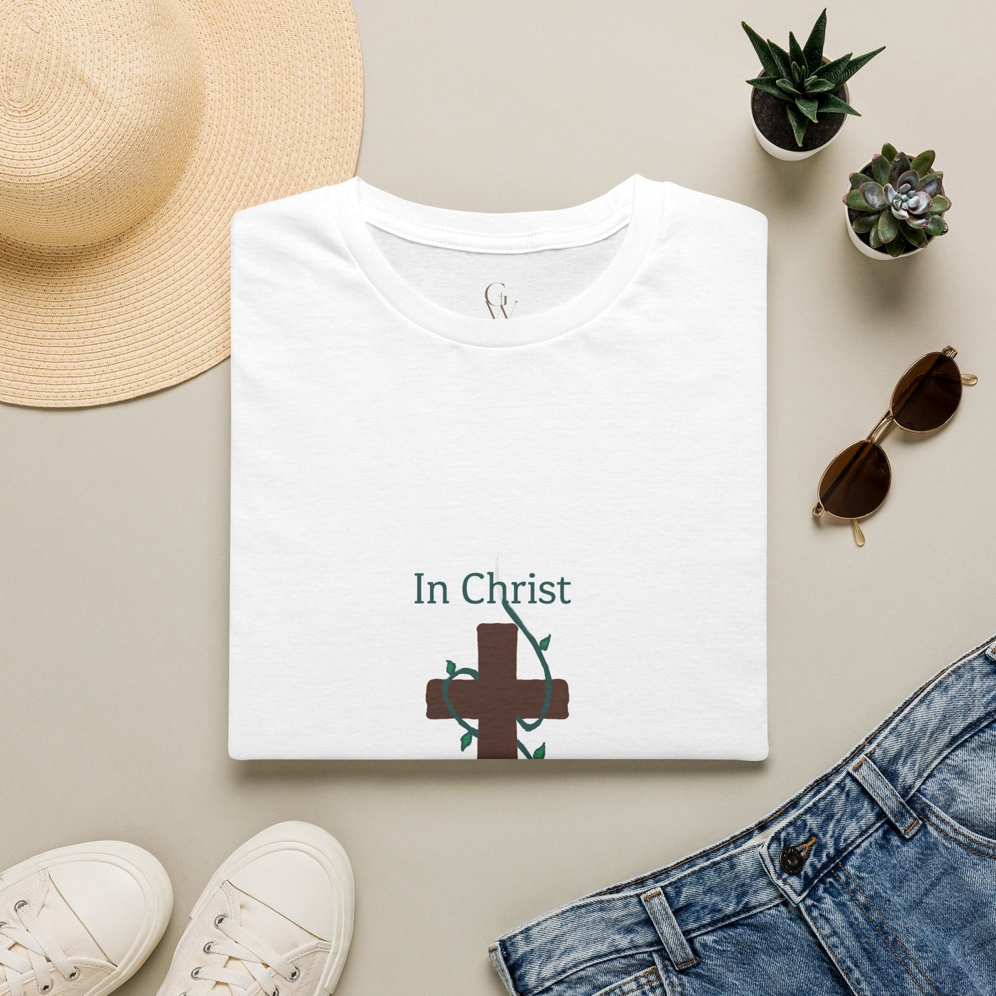 Christian T-Shirt — "In Christ Is Life" Cross Faith Tee