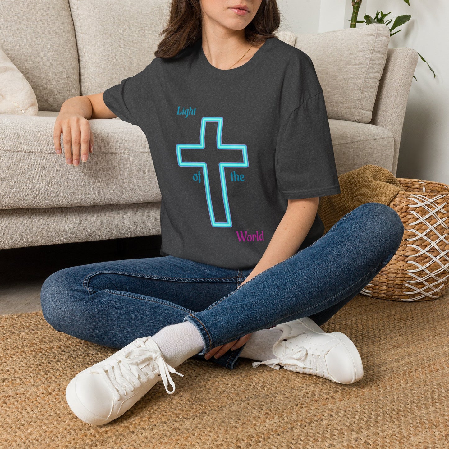 Christian Cross T-Shirt — "Light of the World" Inspirational Faith Tee