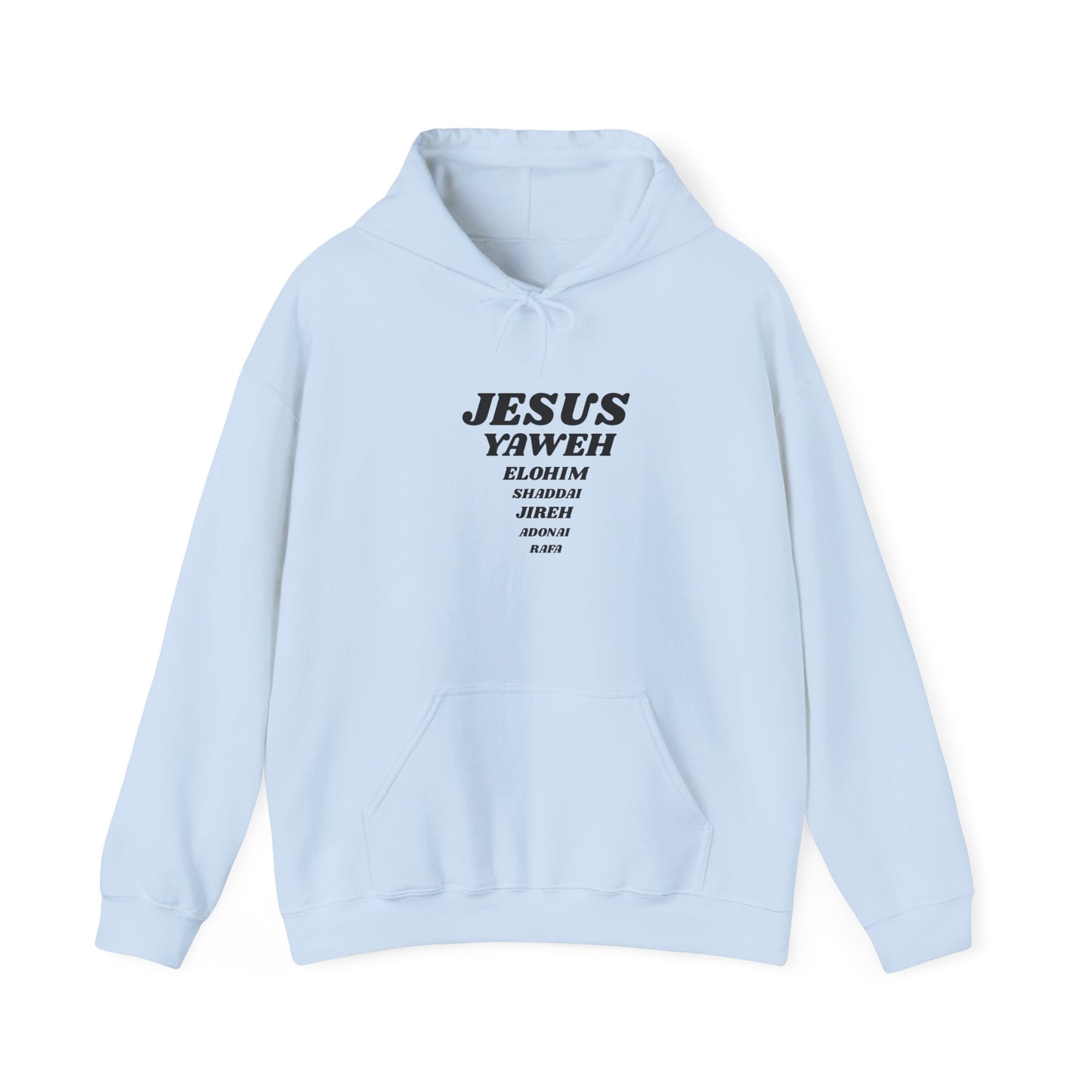 Jesus Names of God Hoodie — JESUS YAW EH Elohim Faith Pullover