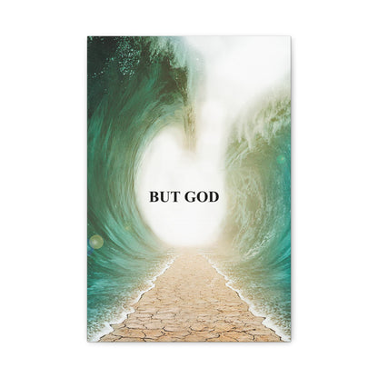 But God Parting Sea Faith Canvas Wall Art — Matte Stretched 1.25"
