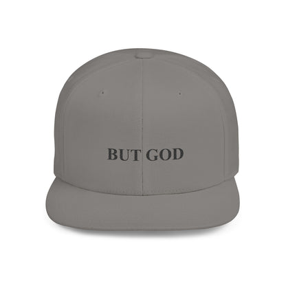 But God Flat Bill Snapback Hat — Minimal Faith Embroidered Cap