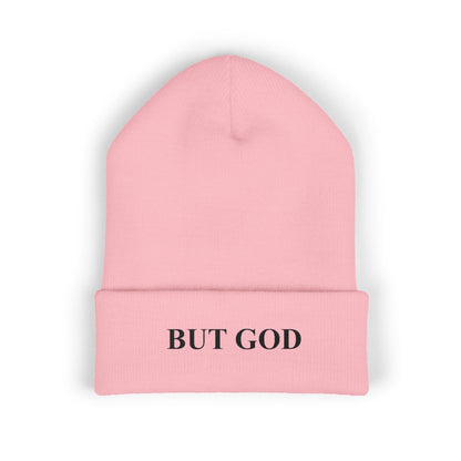 BUT GOD Embroidered Cuffed Beanie — Minimal Faith Knit Hat