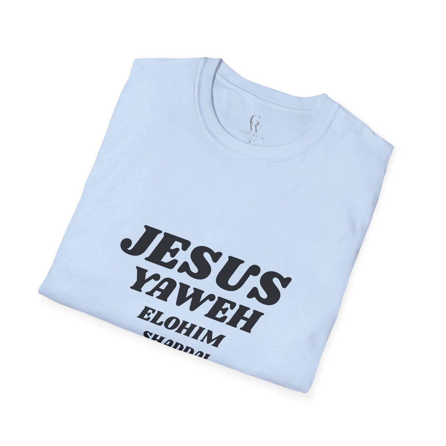 Jesus Yahweh Names T-Shirt — Faith-Based Christian Tee Featuring Elohim, Shaddai, Jireh