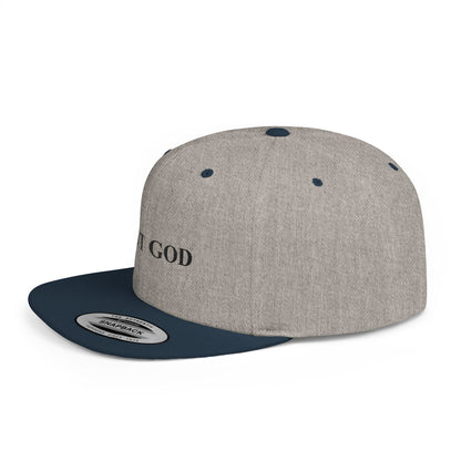 But God Flat Bill Snapback Hat — Minimal Faith Embroidered Cap
