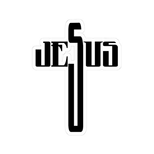 Jesus Cross Sticker — Modern Black Typography Christian Decal