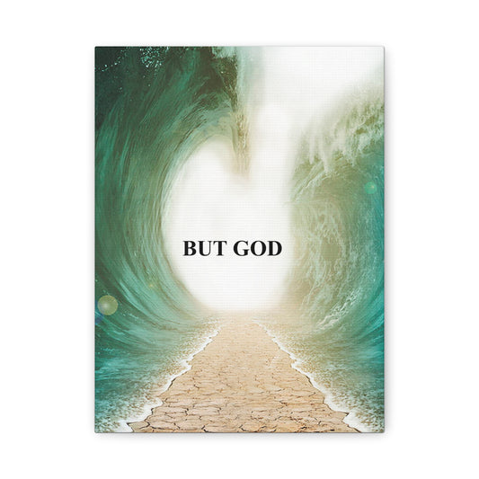 But God Parting Sea Faith Canvas Wall Art — Matte Stretched 1.25"