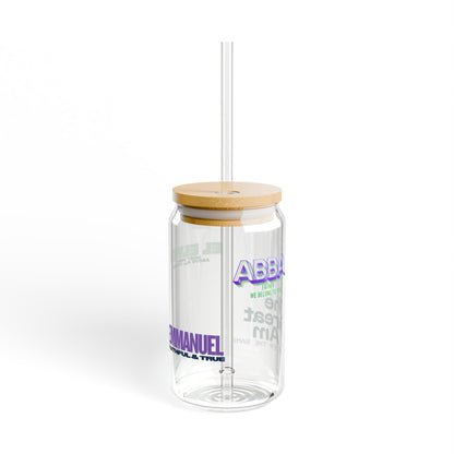 Personalized 16oz Sipper Glass Jar with Bamboo Lid & Straw — Custom Name Drink Tumbler