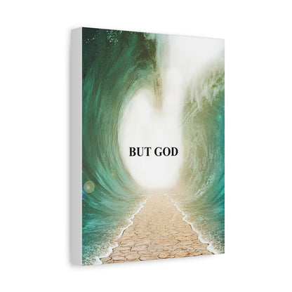 But God Parting Sea Faith Canvas Wall Art — Matte Stretched 1.25"