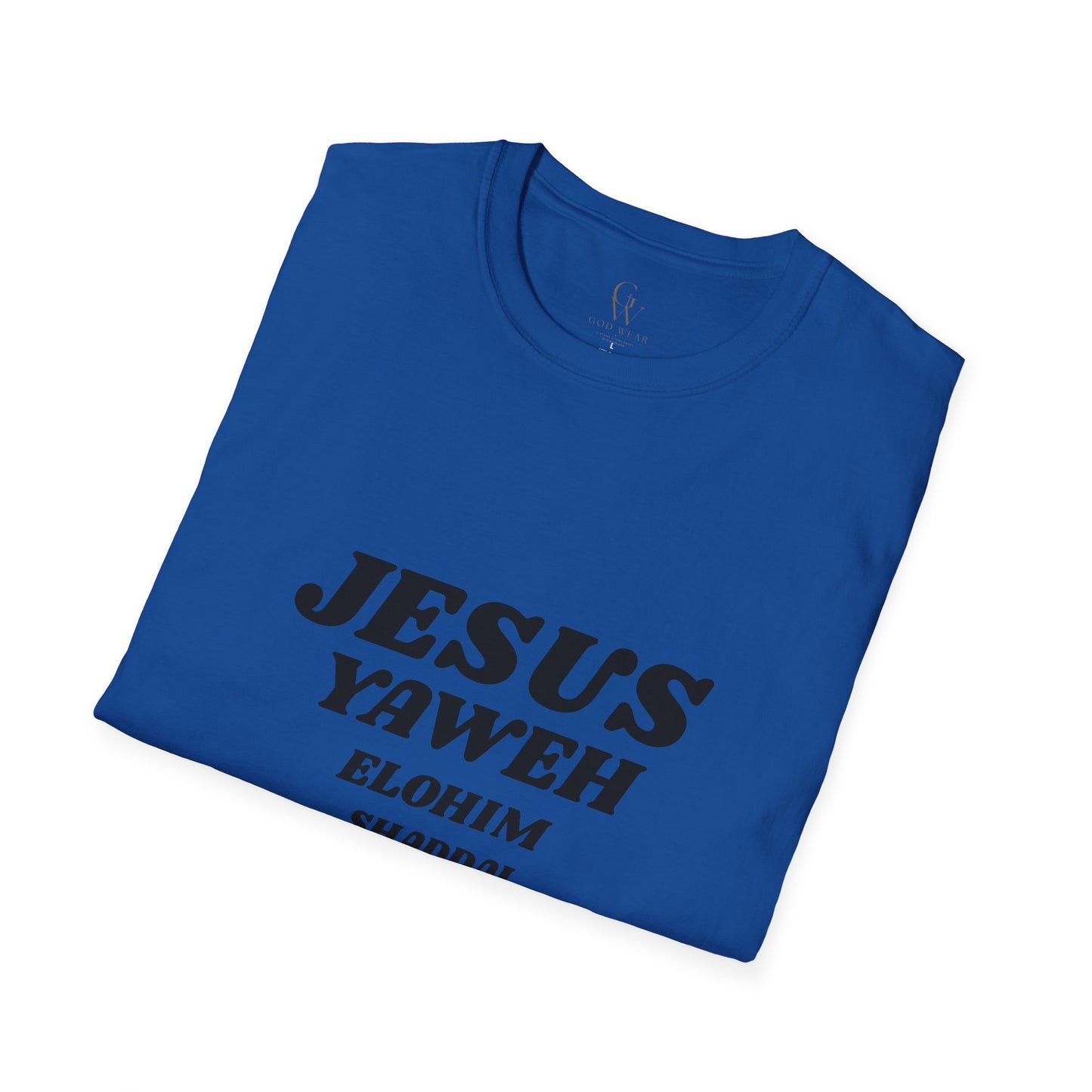 Jesus Yahweh Names T-Shirt — Faith-Based Christian Tee Featuring Elohim, Shaddai, Jireh