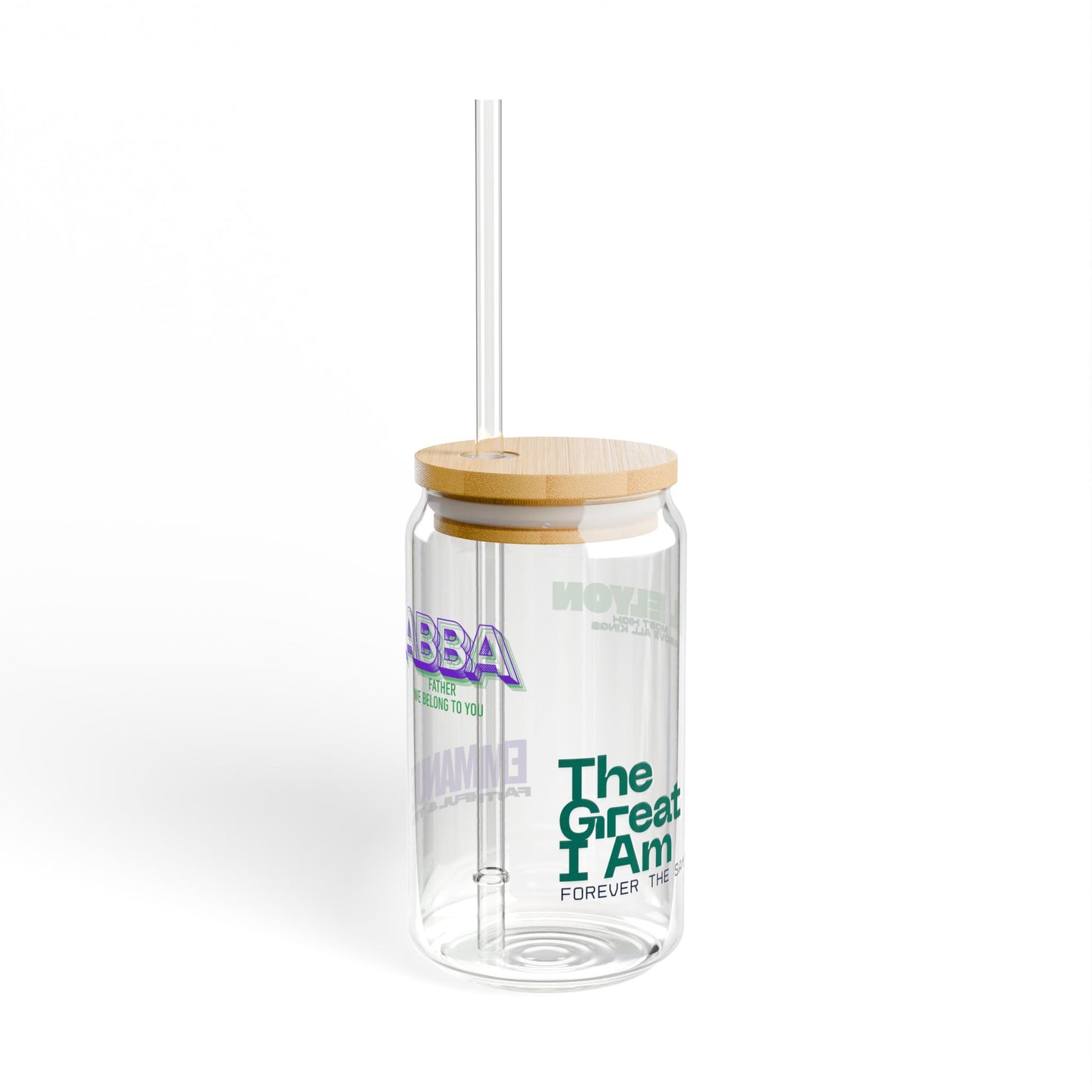 Personalized 16oz Sipper Glass Jar with Bamboo Lid & Straw — Custom Name Drink Tumbler